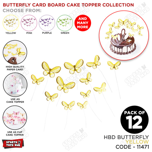 Buttefly HBD Cake Toppers - Pack Of 12