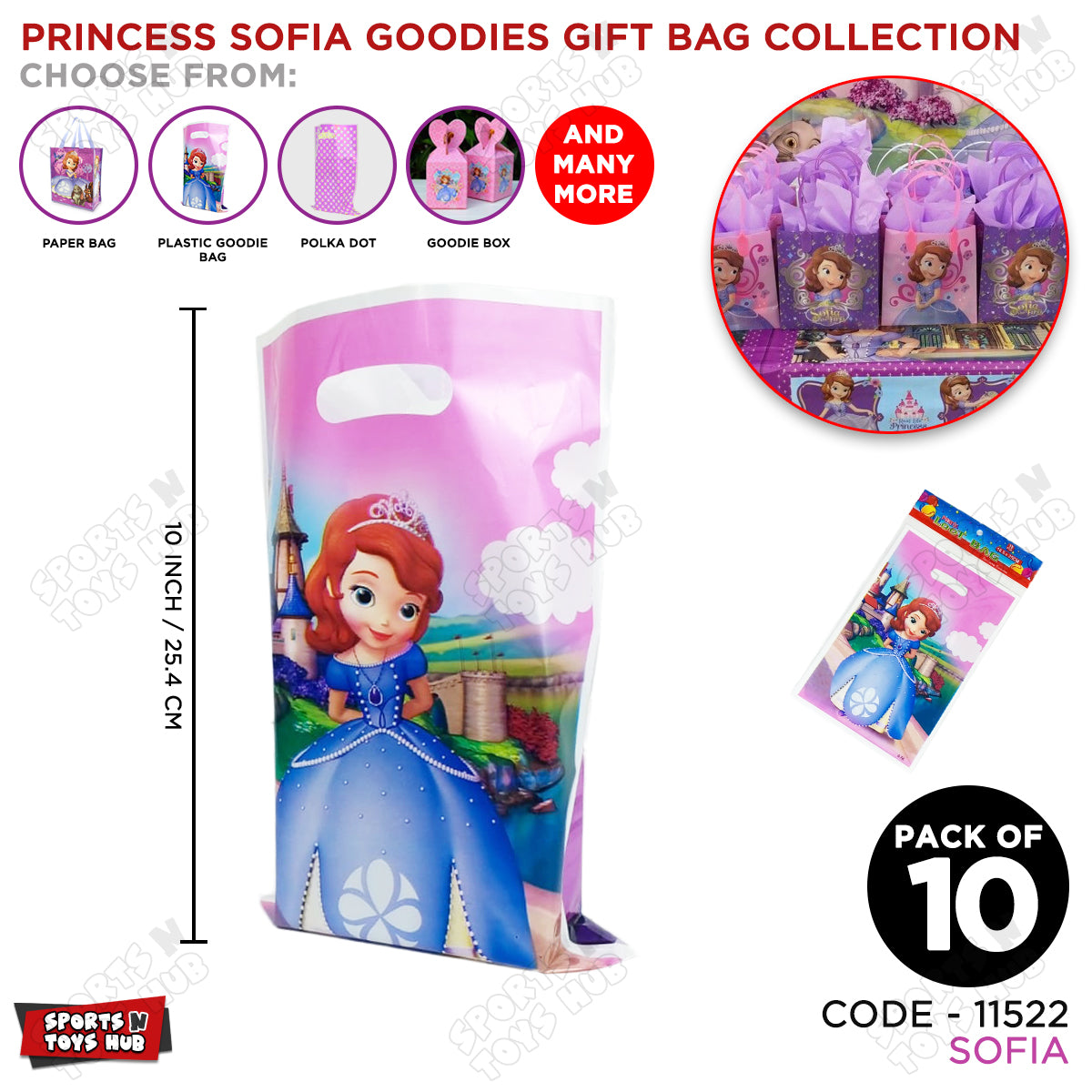 Princess Sofia Goodies Gift Bags - 10 Pcs