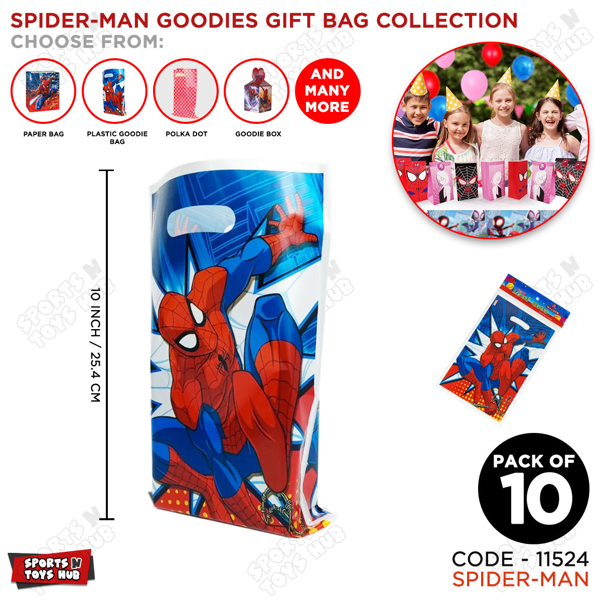 Spiderman Goodies Gift Bags - 10 Pcs