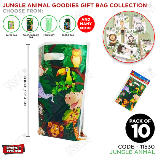 Jungle Animal Goodies Gift Bags - 10 Pcs