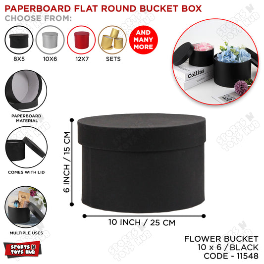 10 x 6 Round Shape Flat Paper Cardboard Round Flower Bouquet Gift Boxes With Lid