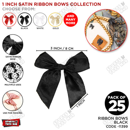 3-Inch Satin Ribbon Bows – For Gift Wrapping & Decor - Pack of 25