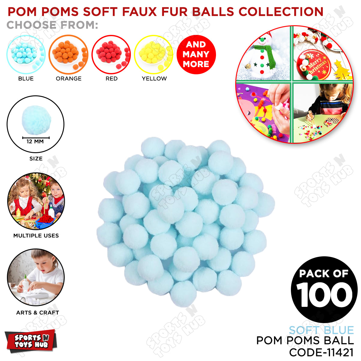 Pom Pom Soft Flux Fur Balls - Pack Of 100