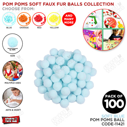 Pom Pom Soft Flux Fur Balls - Pack Of 100