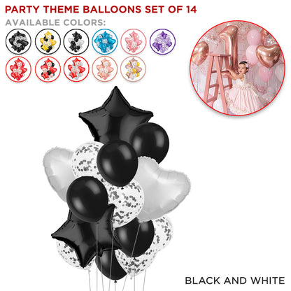 Multi Color Theme Latex Round Balloons - 14 Pcs