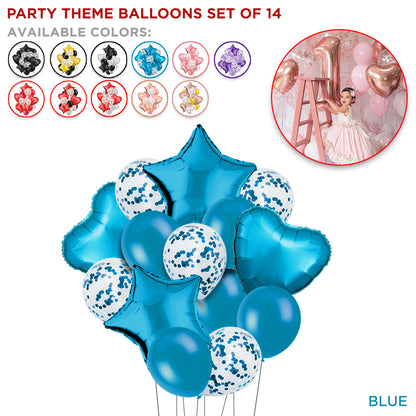 Multi Color Theme Latex Round Balloons - 14 Pcs