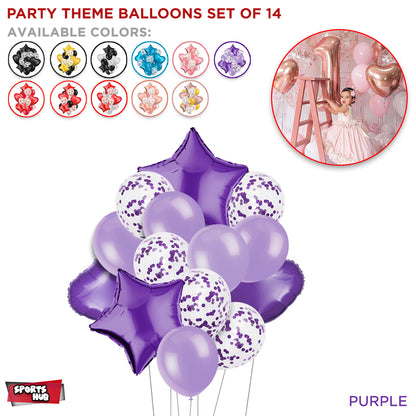 Multi Color Theme Latex Round Balloons - 14 Pcs