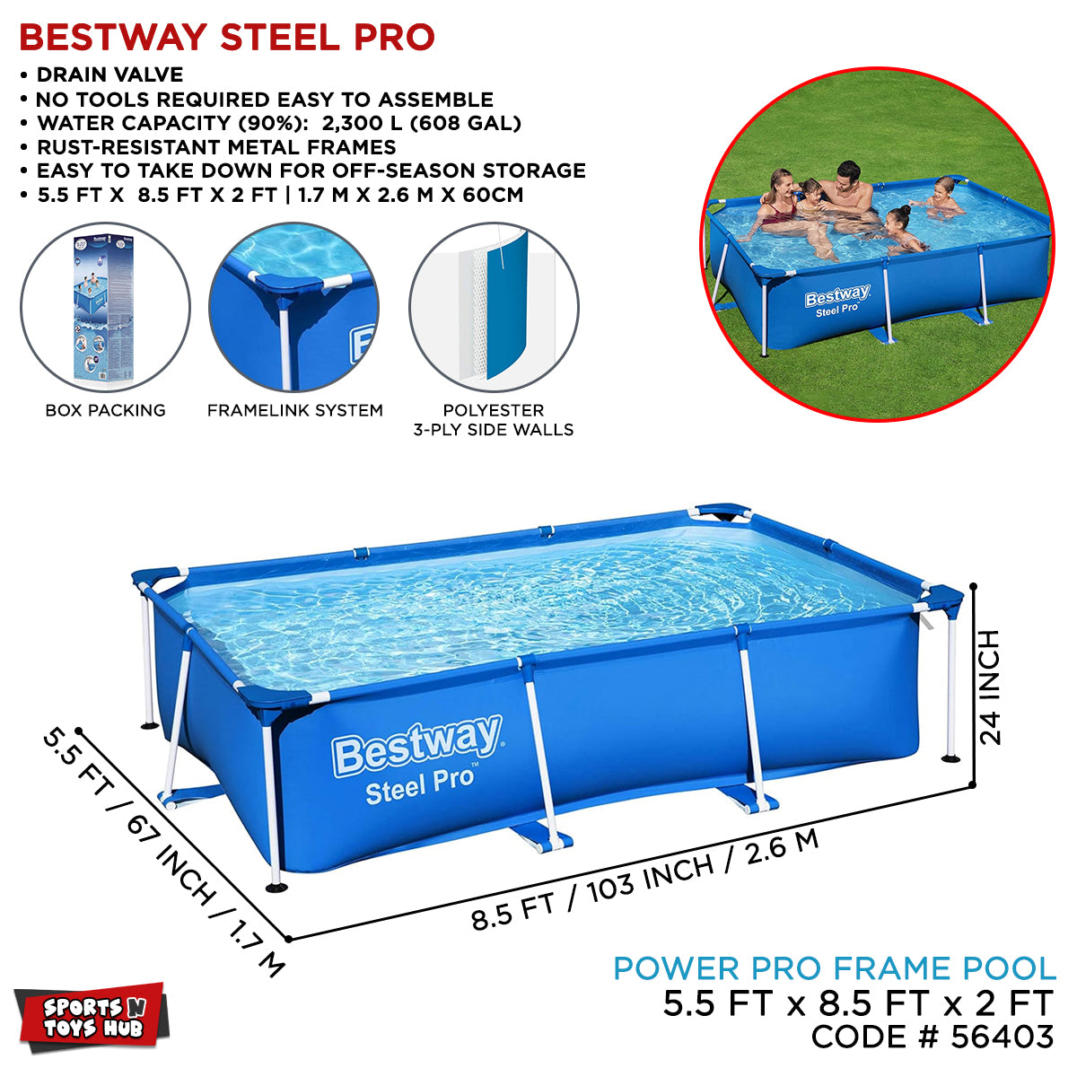 Bestway Steel Frame Pool Set - 56403