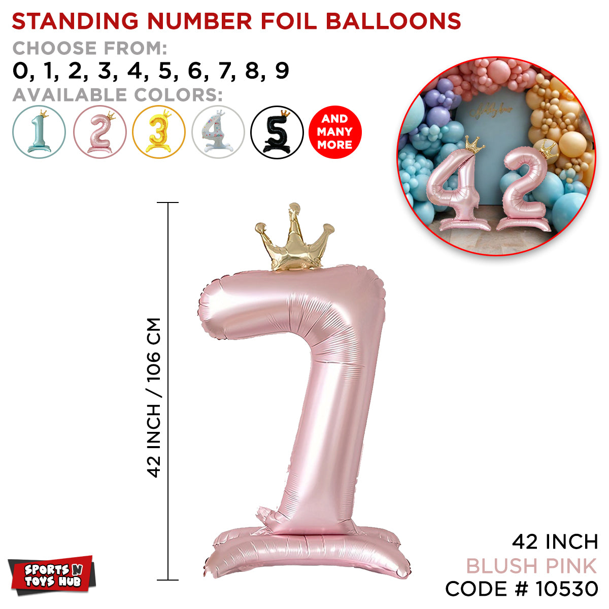 *Standing Number Foil Balloon- Blush Pink - 42 inch
