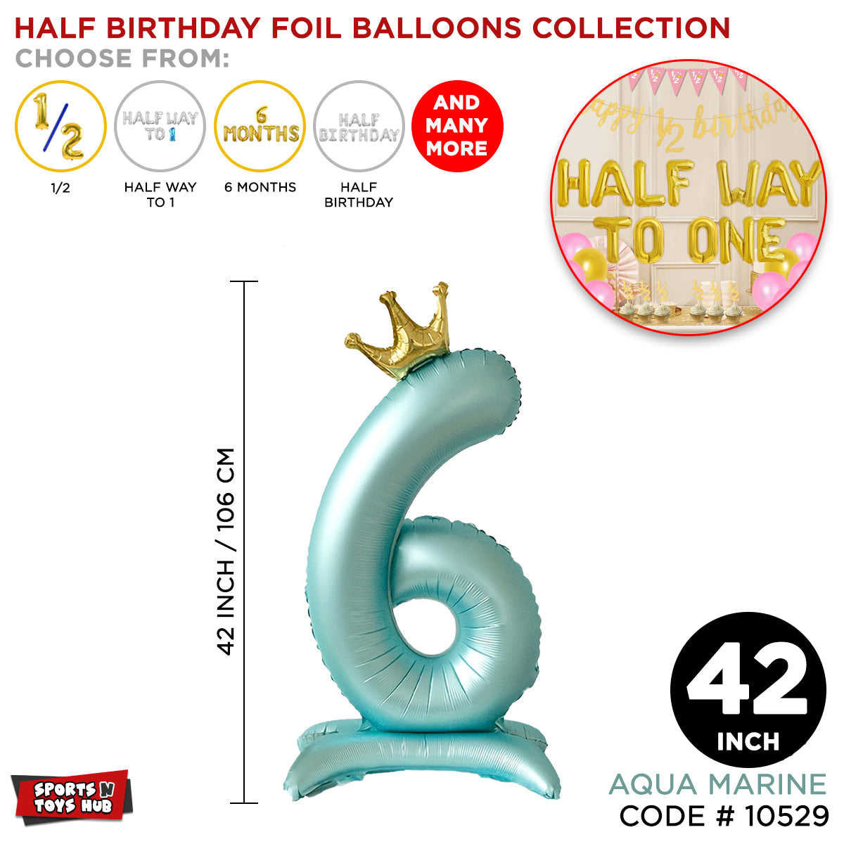 * 6 Number - 42 INCH Foil Balloon