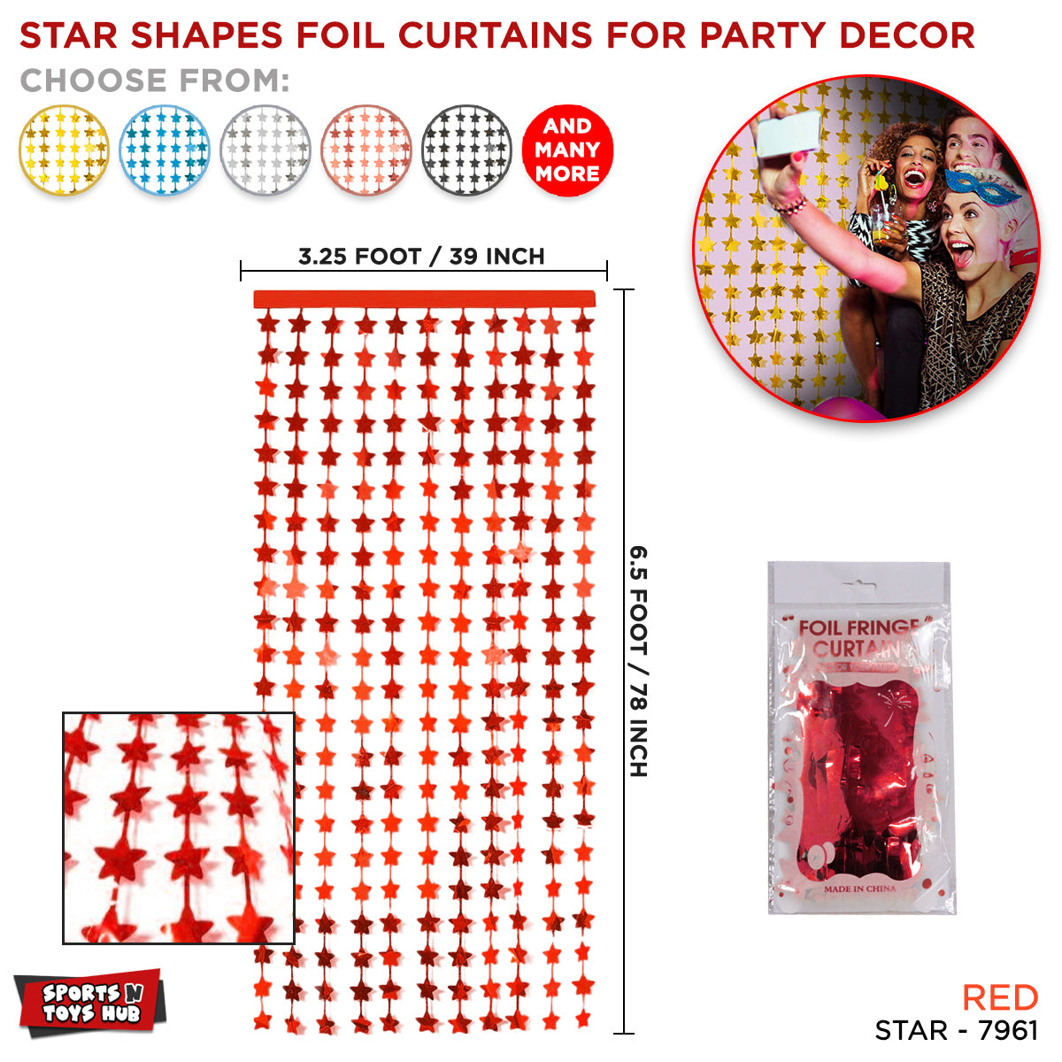 Tinsel Star Shape Foil Fringe Curtain Collection