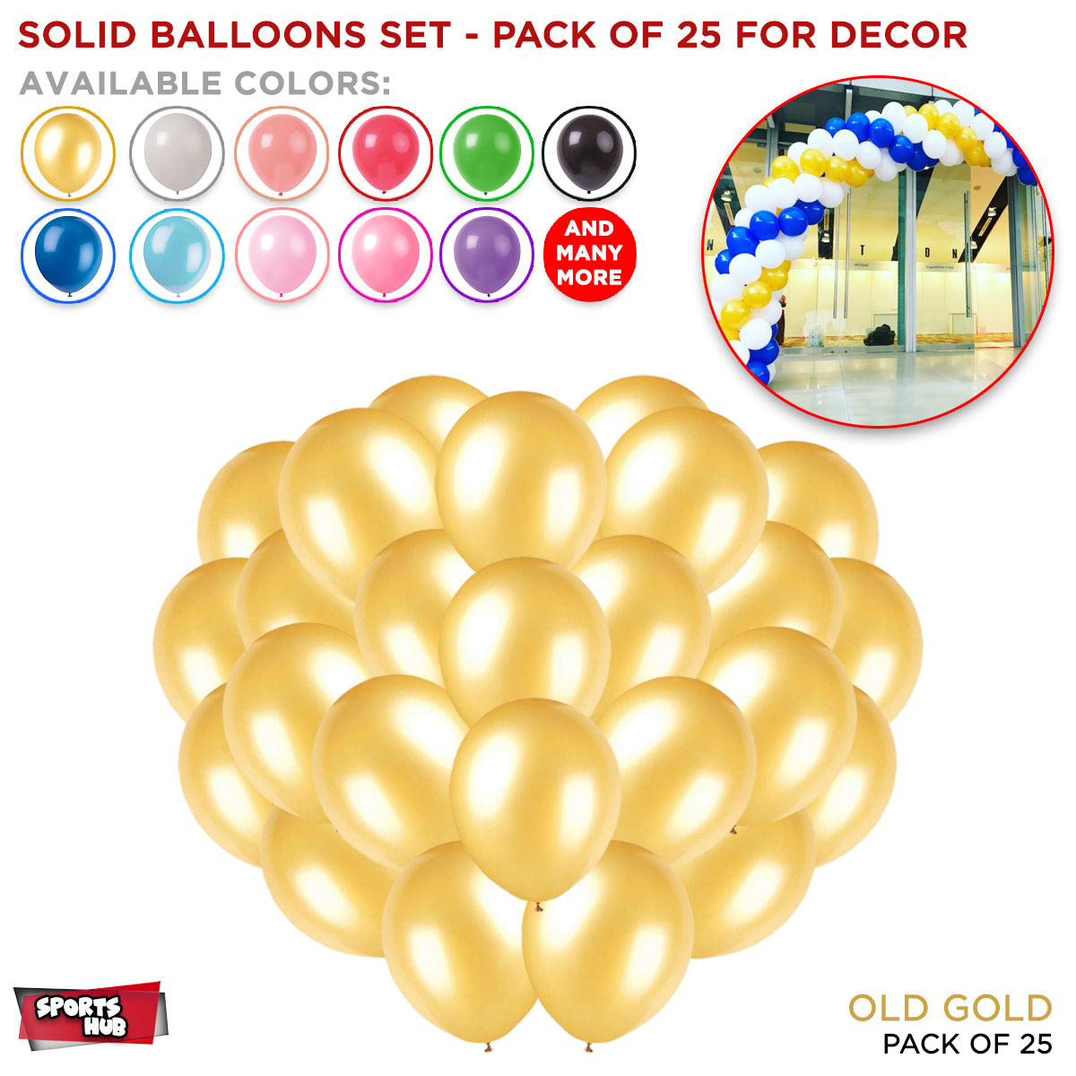 1.5 Gram Solid Latex 10 Inch Round Balloons - 25 Pcs