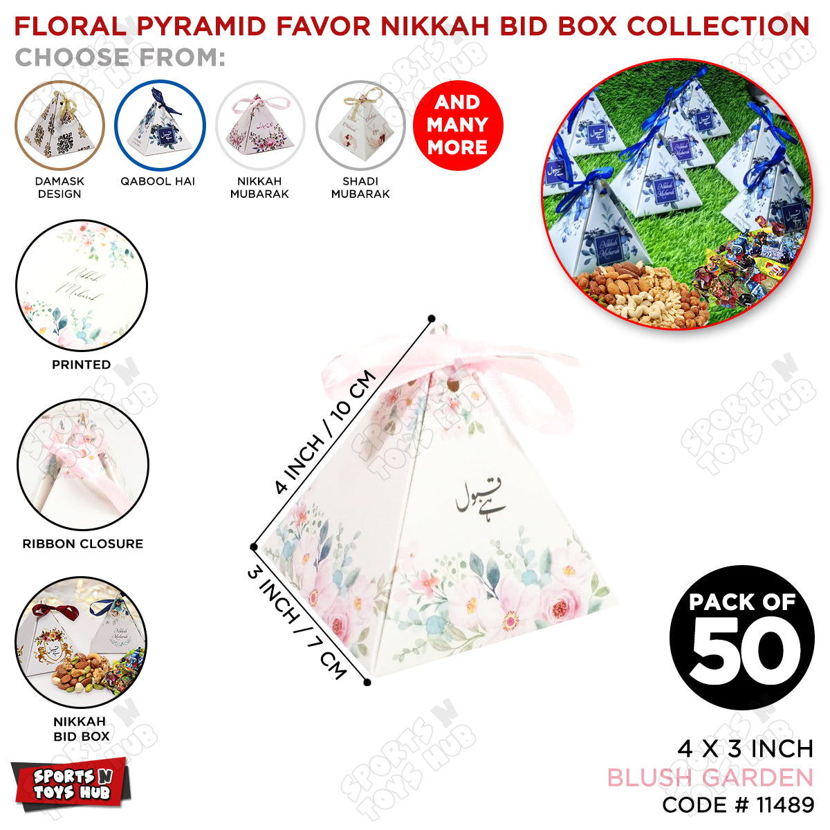 Blush Garden Pyramid Favor Box