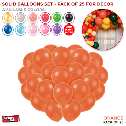 1.5 Gram Solid Latex 10 Inch Round Balloons - 25 Pcs