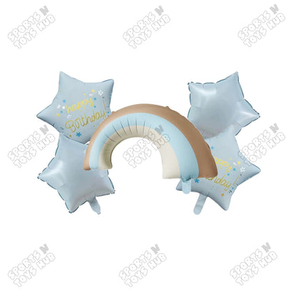 Pastel Matte Color Rainbow Pack Of 5 Foil Balloon Set