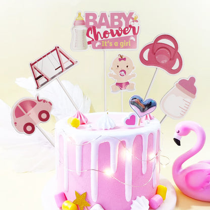 Its a Girl Baby Shower Cake Topper - 6 Pcs