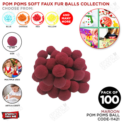 Pom Pom Soft Flux Fur Balls - Pack Of 100