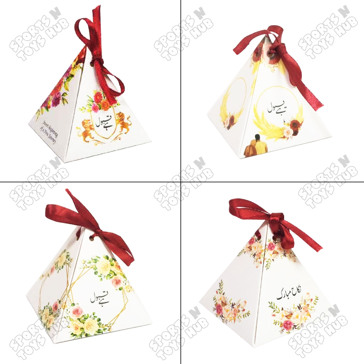 Rose Charm Pyramid Favor Box