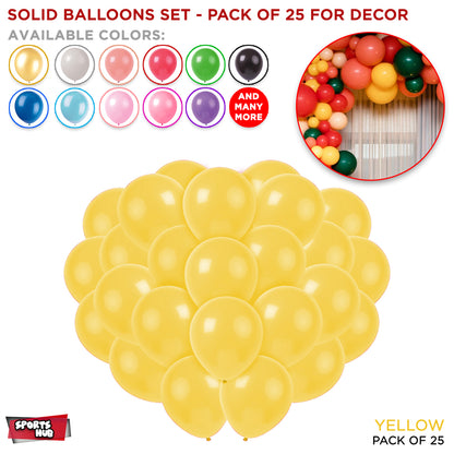 1.5 Gram Solid Latex 10 Inch Round Balloons - 25 Pcs