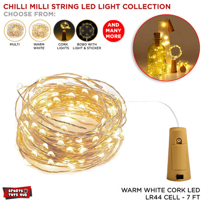 Warm White Cork Light - LR44 CELL - 7 FT