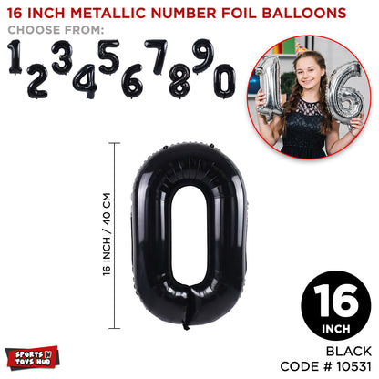 16 Inch Black Number Foil Balloon