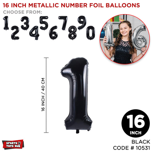 16 Inch Black Number Foil Balloon
