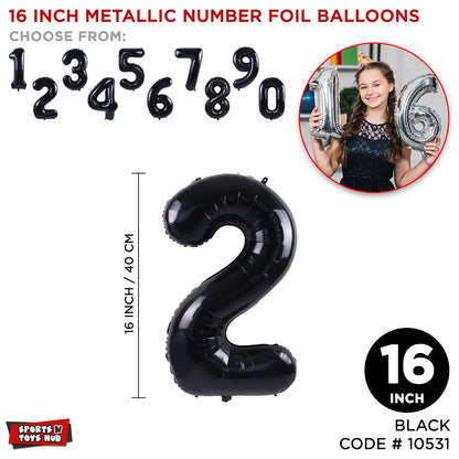 16 Inch Black Number Foil Balloon
