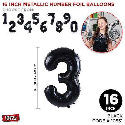 16 Inch Black Number Foil Balloon
