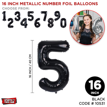 16 Inch Black Number Foil Balloon