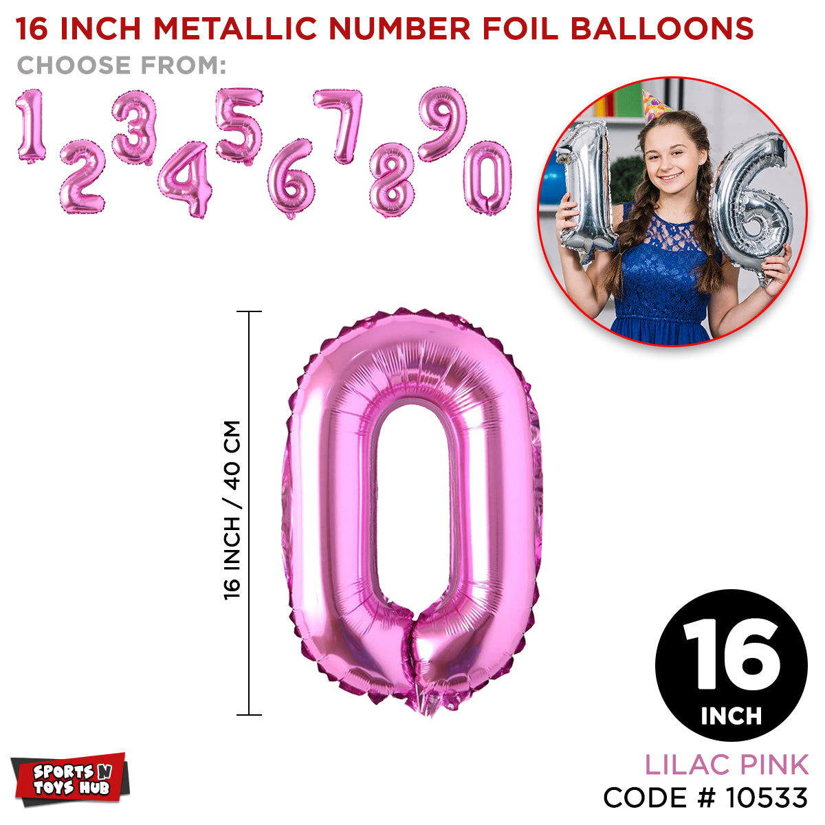 16 Inch Pink Number Foil Balloon