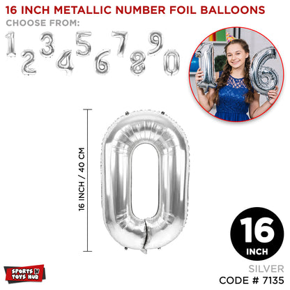 16 Inch Silver Color Number Foil Balloon