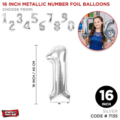 16 Inch Silver Color Number Foil Balloon