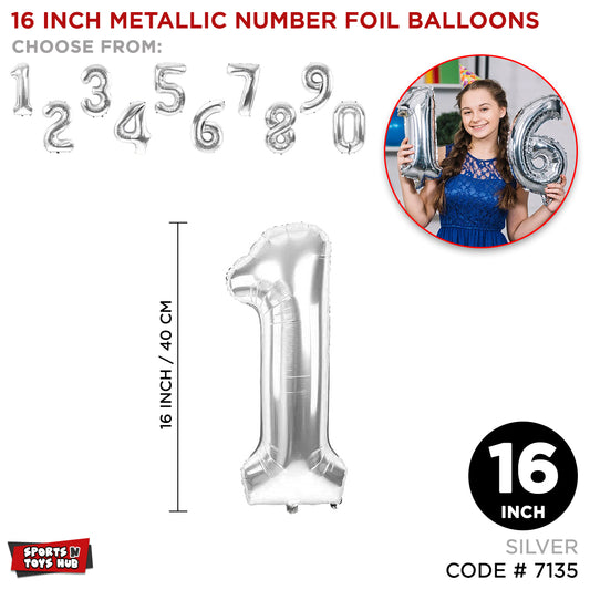 16 Inch Silver Color Number Foil Balloon