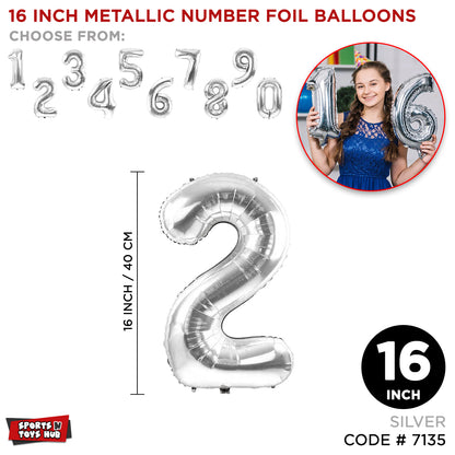 16 Inch Silver Color Number Foil Balloon
