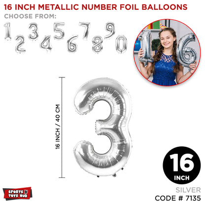 16 Inch Silver Color Number Foil Balloon