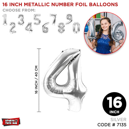 16 Inch Silver Color Number Foil Balloon