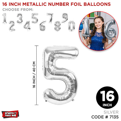 16 Inch Silver Color Number Foil Balloon