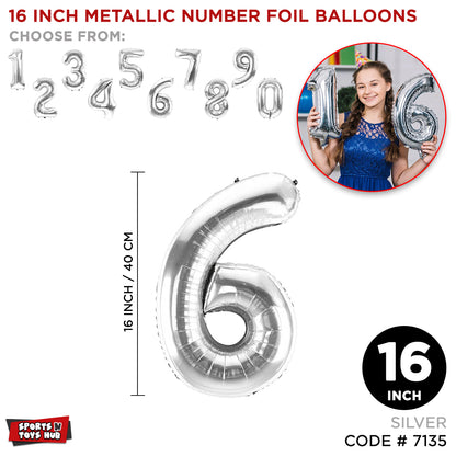 16 Inch Silver Color Number Foil Balloon