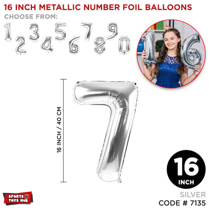 16 Inch Silver Color Number Foil Balloon