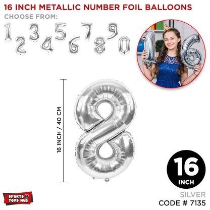 16 Inch Silver Color Number Foil Balloon