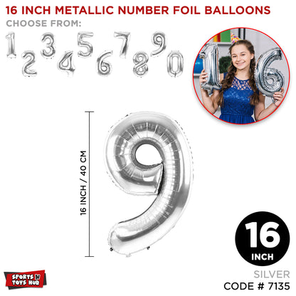 16 Inch Silver Color Number Foil Balloon