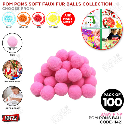 Pom Pom Soft Flux Fur Balls - Pack Of 100