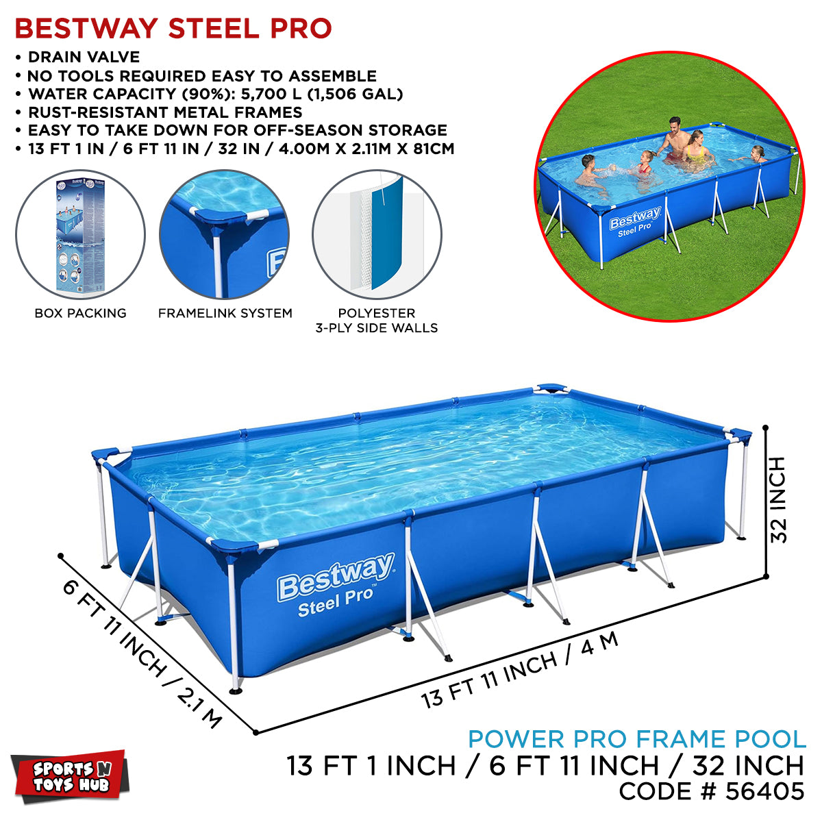 Bestway Steel Frame Pool Set - 56405
