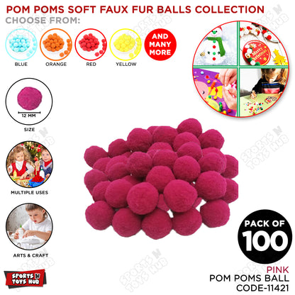 Pom Pom Soft Flux Fur Balls - Pack Of 100