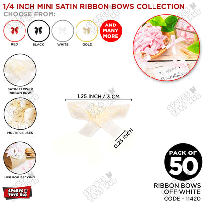 1/4-Inch Satin Ribbon Bows – For Gift Wrapping & Decor - Pack of 50