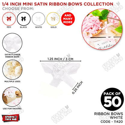 1/4-Inch Satin Ribbon Bows – For Gift Wrapping & Decor - Pack of 50
