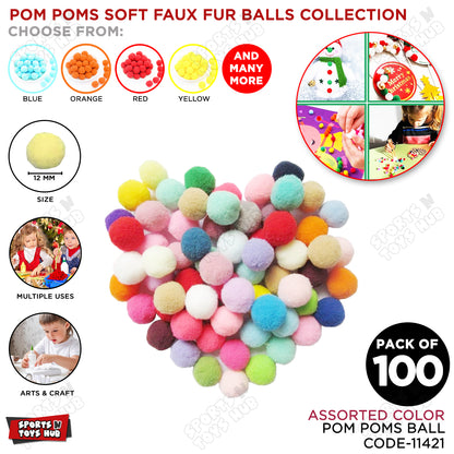 Pom Pom Soft Flux Fur Balls - Pack Of 100