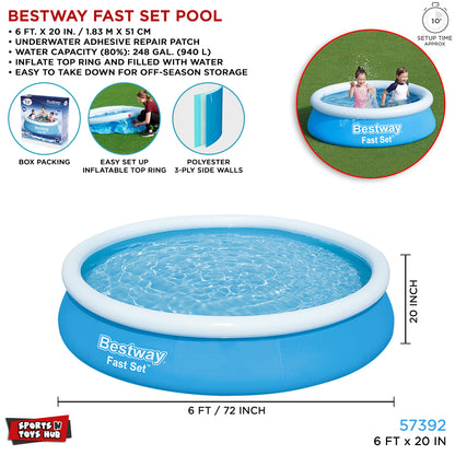 6 Ft Bestway Inflatable Fast Set Swimming Pool For Kids - 57392