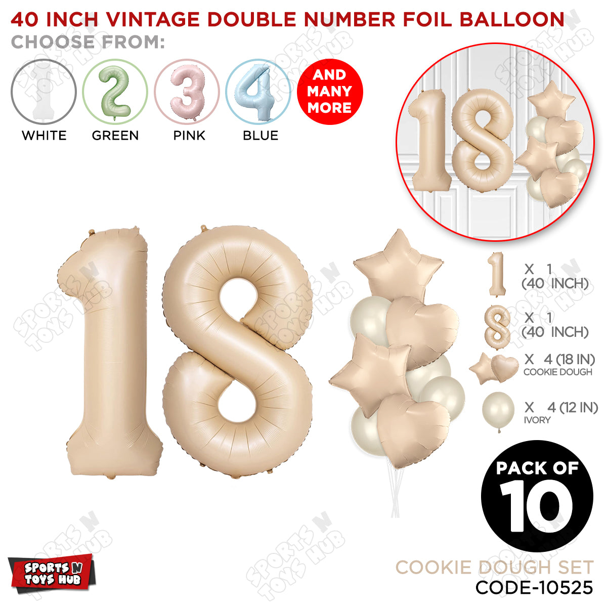 Cookie Dough Color 40 Inch Number Foil Balloon Set