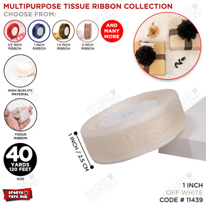 1 Inch x 40 Yards – Multipurpose Tissue Ribbon Roll for Gift Wrapping, Crafts & Decorations